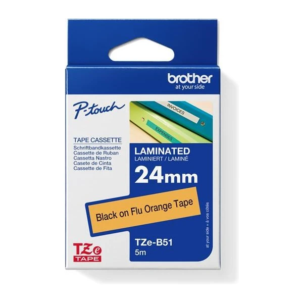 Brother TZe-B51 páska čierna na fluorescenčné oranžové 24 mm - Pásky pre štítkovače - Hlavný obrázok