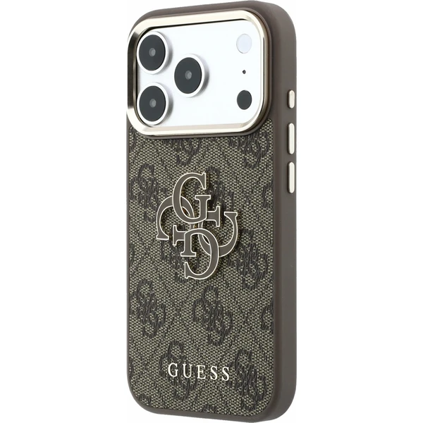 Guess PU 4G Resin Metal Logo Zadný Kryt pre iPhone 18 Pro Brown - Puzdra - Obrázok f5a79d9b33ce4fce83ecd3c5c796eed2