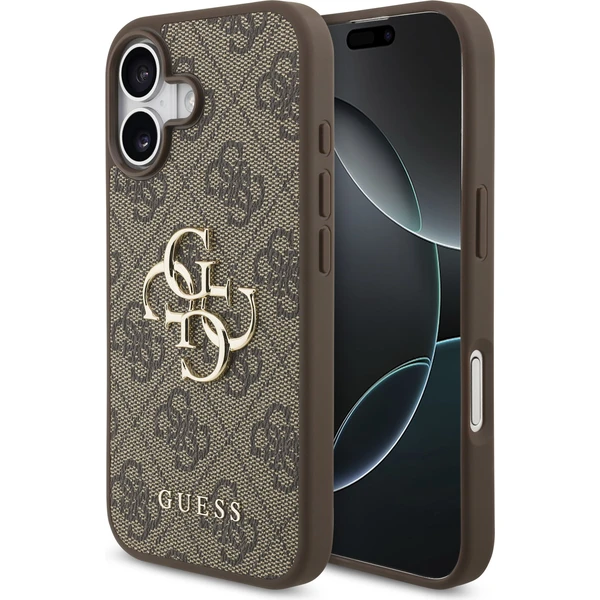 Guess PU 4G Metal Logo kryt iPhone 17 hnedý - Puzdra - Hlavný obrázok