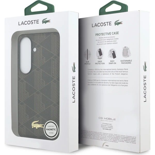 Lacoste PVC Blend Monogram Zlaté Logo Magnetický kryt Samsung Galaxy S26 hnedý - Puzdra - Obrázok f60d280540f44feebd5a66c6a2e0400a