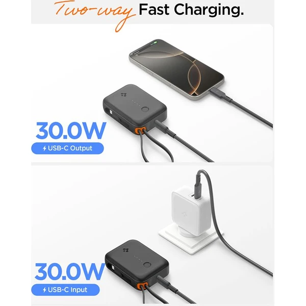 Spigen Essential powerbanka s káblom 10000 mAh (30W) čierna (EA3010BT) - Powerbanky - Obrázok f650f045a91e472484773fe01212ff8c