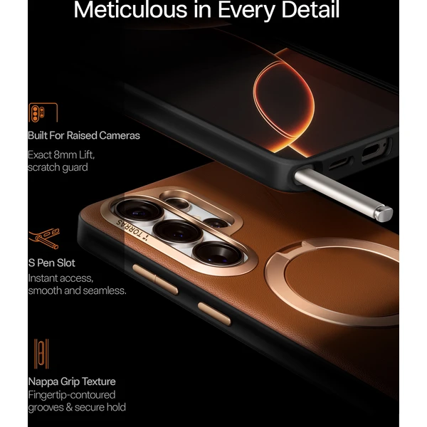 Torras Ostand Q3 VegSkin MagSafe kryt Samsung Galaxy S26 Ultra amber brown - Puzdra - Obrázok f66c8c351711444ab3f1080652f4d093