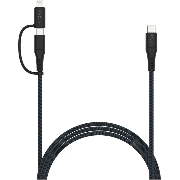 FIXED nabíjací kábel s USB-C/USB-C a Lightning, 3m, MFi, PD 60W, sivý - Káble - Obrázok f69ad3e2bb7b414295936d9c29205019