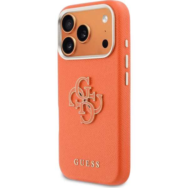 Guess PU Resin Logo kryt iPhone 17 Pro oranžový - Puzdra - Obrázok f6a52af786f84c64a53395f708e3b0be