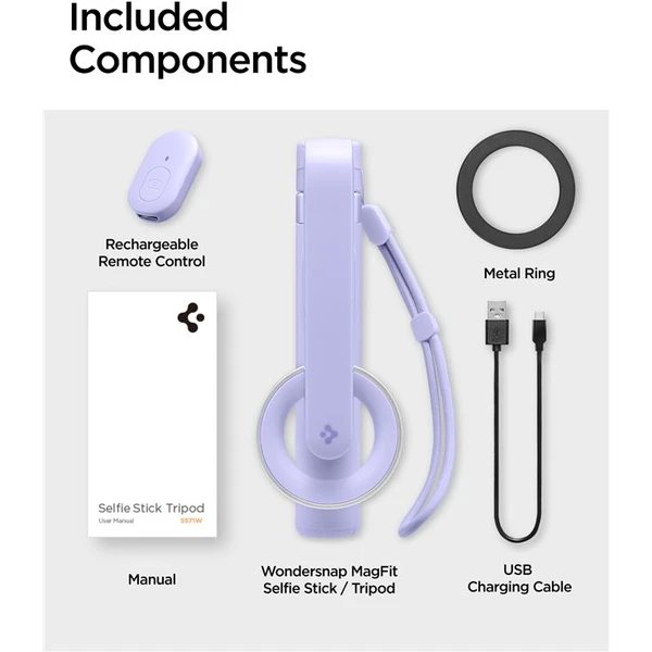 Spigen MagSafe Tripod Selfie Stick, lavender - Držiaky - Obrázok f6ba55de04d9455185cc3230489007d1