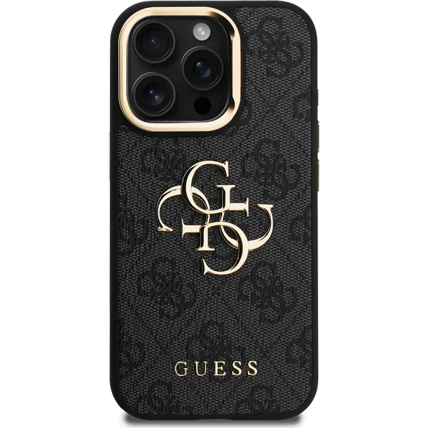 Guess PU 4G Metal Logo Stand Camera Frame kryt iPhone 15 Pre čierny - Puzdra - Obrázok f6c2d6aad83b4531b21e5d5e190a331b