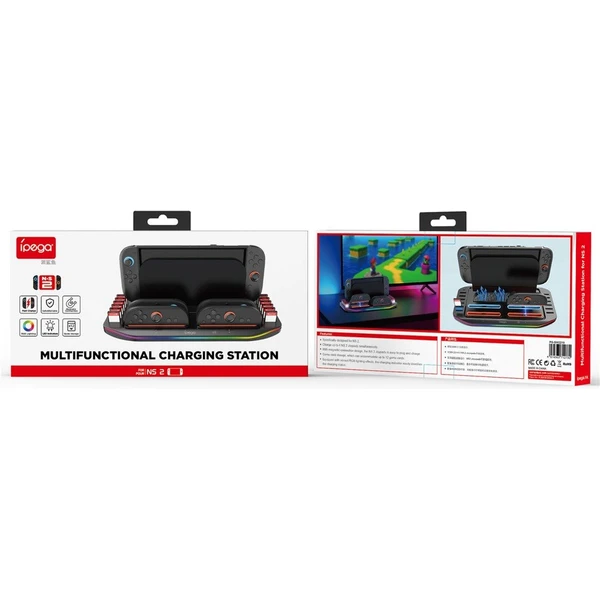 iPega SW2210 Multifunkčný Nabíjací RGB Stojan pre Nintendo Switch 2 čierny - Nabíjačky - Obrázok f6cdda5e8d154ebc938e9df4e3f5662c