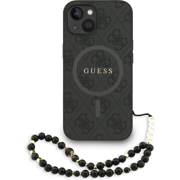 Guess PU Leather 4G Colored Ring Strap MagSafe Zadný Kryt pre iPhone 13 Black