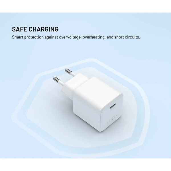 FIXED Mini set sieťovej GaN nabíjačky s USB-C výstupom a USB-C/USB-C káblom, PD, 65W, (2m) biely - Nabíjačky - Obrázok f704151ca512426793702badcfda2aa9