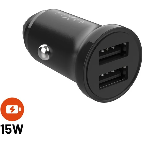 FIXED autonabíjačka s 2xUSB výstupom, 15W Smart Rapid Charge čierna - Nabíjačky - Hlavný obrázok