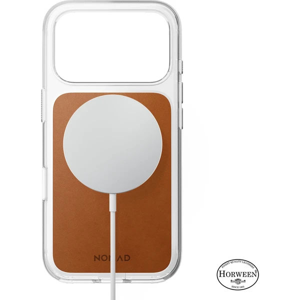 Nomad Clear Leather (Horween) MagSafe kryt iPhone 18 Pro Saddle - Puzdra - Obrázok f761db75c7a04866ba334ea11a78ce67