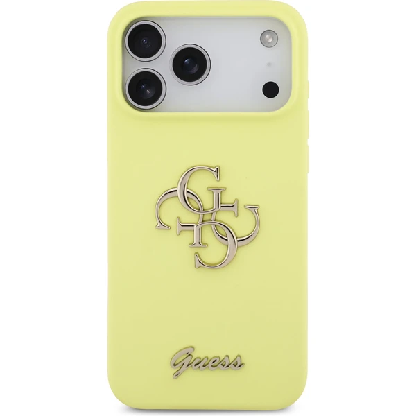 Guess Liquid Silicone 4G Metal Logo kryt iPhone 17 Pro Max žltý - Puzdra - Obrázok f76dec48662a4efebb4220e4818c34e3