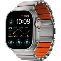 Nomad Stratos Band FKM remienok Apple Watch 45/46/49mm Natural Titanium/Ultra Orange - Remienky