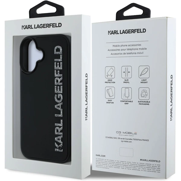 Karl Lagerfeld 3D Rubber Glitter Logo kryt iPhone 16 čierny - Puzdra - Obrázok f78bc46d55c84e08a477c9ec44be2467