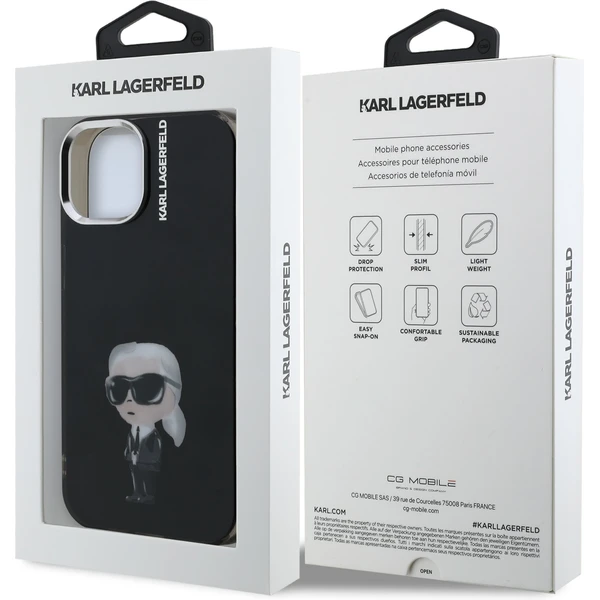 Karl Lagerfeld IML Aquarelle Karl kryt iPhone 15 čierny - Puzdra - Obrázok f78dfe585110418ebc8a118f2187d9ec