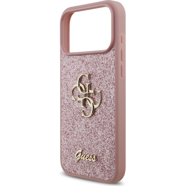 Guess PU Fixed Glitter 4G Metal Logo Zadný Kryt pre iPhone 18 Pro Max Pink - Puzdra - Obrázok f7b32d1264f043899f4fe477078539a4