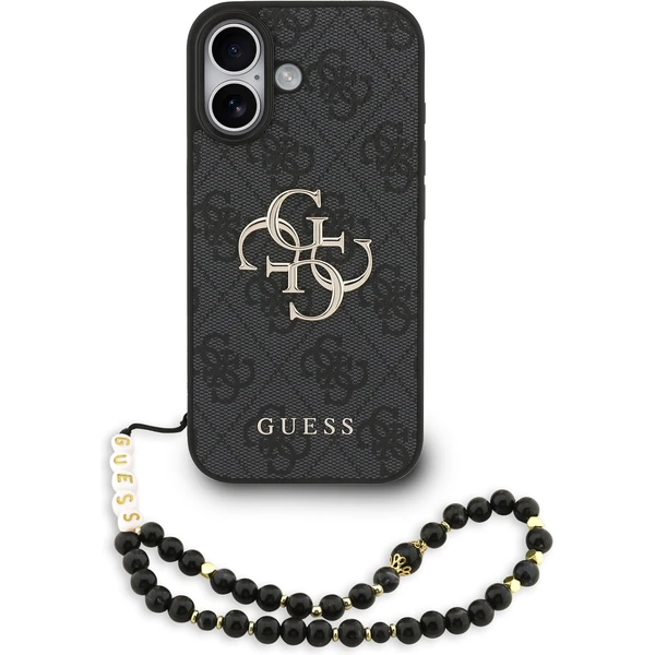 Guess PU 4G Metal Logo Strap kryt iPhone 17 čierny - Puzdra - Hlavný obrázok