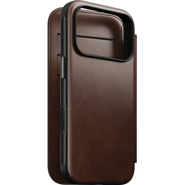 Nomad Modern Leather Folio (Horween) MagSafe kožené puzdro iPhone 17 Pro/18 Pro Rustic Brown - Puzdra - Obrázok f81fe685c16e42abadbd10e02e66acba