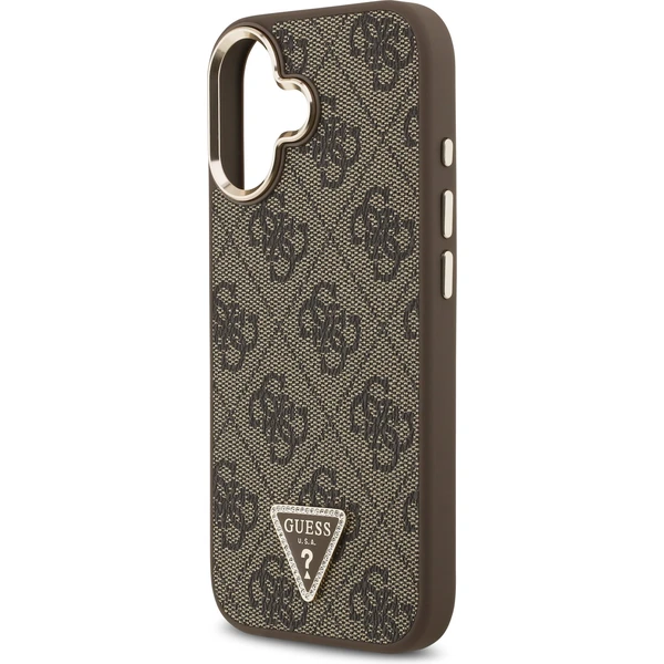 Guess PU Leather 4G Triangle Logo Gold Frame MagSafe kryt iPhone 17 hnedý - Puzdra - Obrázok f8316000cba7457ea5a35f23c7ceac41