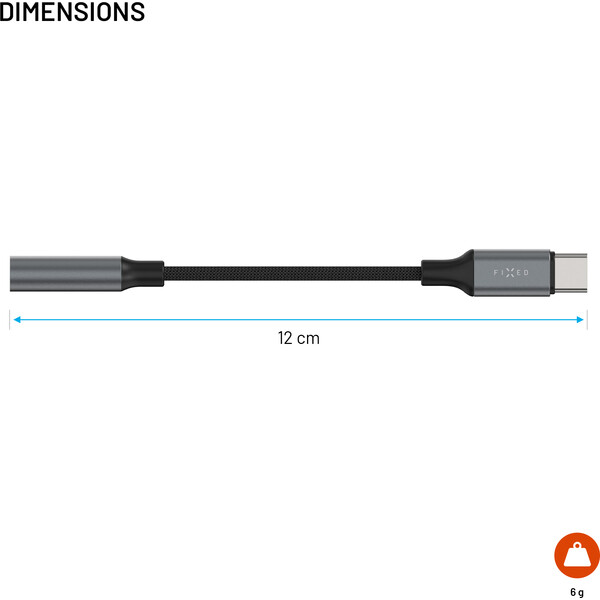 FIXED Link hliníková redukce USB-C na 3,5mm jack, vesmírně šedá - Káble a redukcie - Obrázok f8377fc0acb74804b664099af56bb09f