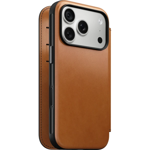 Nomad Modern Leather Folio (Horween) MagSafe kožené puzdro iPhone 17 Pro/18 Pro Saddle - Puzdra - Hlavný obrázok