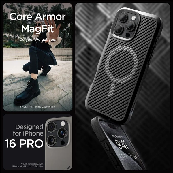 Spigen Core Armor MagSafe kryt iPhone 16 Pro matte black - Puzdra - Obrázok f8c3e3aa146f4931b9dccd36e55a0397