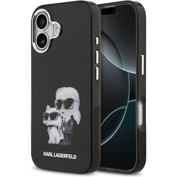 Karl Lagerfeld IML Aquarelle Karl and Choupette kryt iPhone 17 čierny - Puzdra - Hlavný obrázok