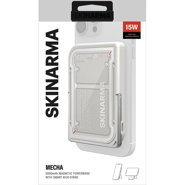 SKINARMA Nexus Mecha MagSafe powerbanka so stojanom, USB-C, PD (5000 mah) svetlo šedá - Powerbanky - Obrázok f8dc94f0d20f487faff8d3c9dfa99234
