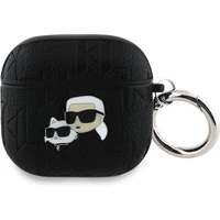 Karl Lagerfeld PU Embossed Karl and Choupette Heads Puzdro pre AirPods 4 Black - Puzdra