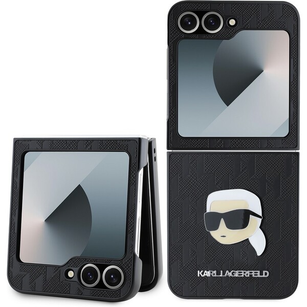 E-shop Karl Lagerfeld PU Saffiano Monogram Karl Head kryt Samsung Galaxy Z Flip 6 čierny