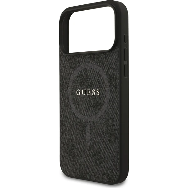 Guess PU Leather 4G Colored Ring MagSafe Zadný Kryt pre iPhone 17 Pro Max čierny - Puzdra - Obrázok f95781feb62b4a51b11c62831ba05e74