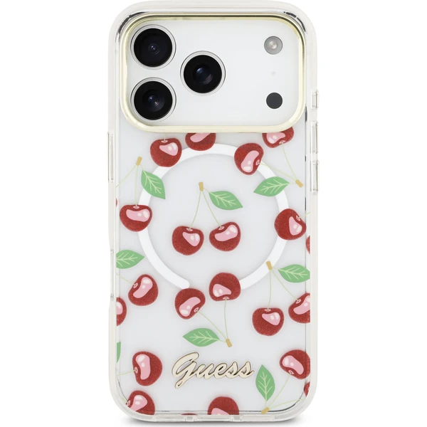 Guess IML Glitter Cherry MagSafe kryt iPhone 17 Pro - Puzdra - Obrázok f95800b7c47f4a249a30445efb91f74a