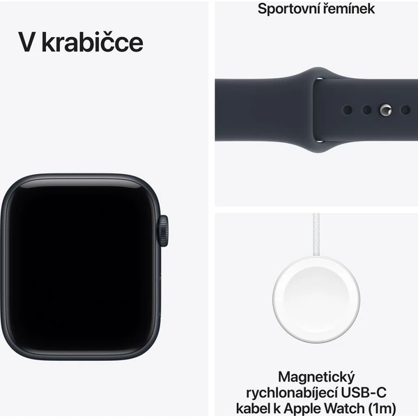 Apple Watch SE 3 (2026) Cellular 44mm Temně inkoustový hliník s námořnicky modrým sportovním řemínke - Inteligentné hodinky - Obrázok f98b8f30dda8424c8f907cbeb9234cfc