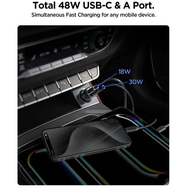 Spigen ArcStation Essential 48W nabíjačka do auta čierna - Nabíjačky - Obrázok f9a720ef3b894cc9b1405140985cc594