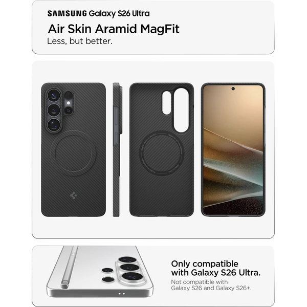 Spigen Air Skin Aramid MagSafe kryt Samsung Galaxy S26 Ultra čierny - Puzdra - Obrázok f9c5d0ccfc66414da562758a89331669
