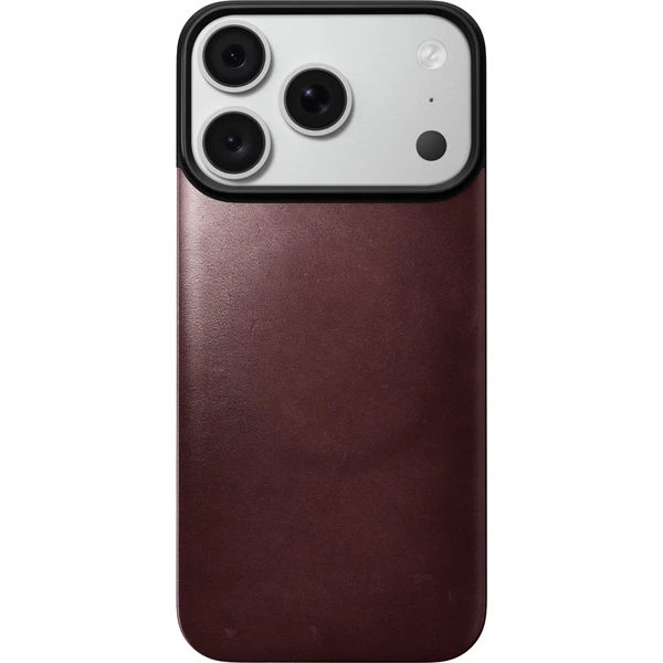 Nomad Magnetic Leather Back (Horween) MagSafe kožený kryt iPhone 17 Pro/18 Pro Burgundy - Puzdra - Obrázok f9d27aec03bf454fbc3b496c43f6aa3c