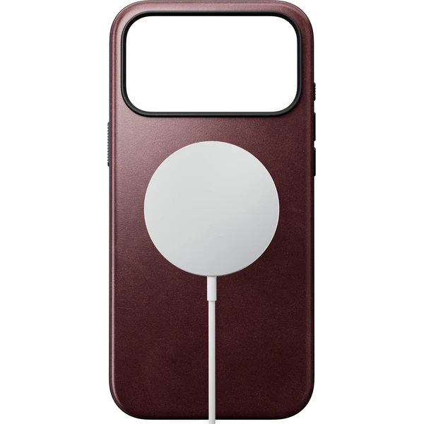 Nomad Modern Leather (Horween) MagSafe kožený kryt iPhone 18 Pro Max Burgundy - Puzdra - Obrázok f9fecd24d4804a2192cc09b740ab77a0