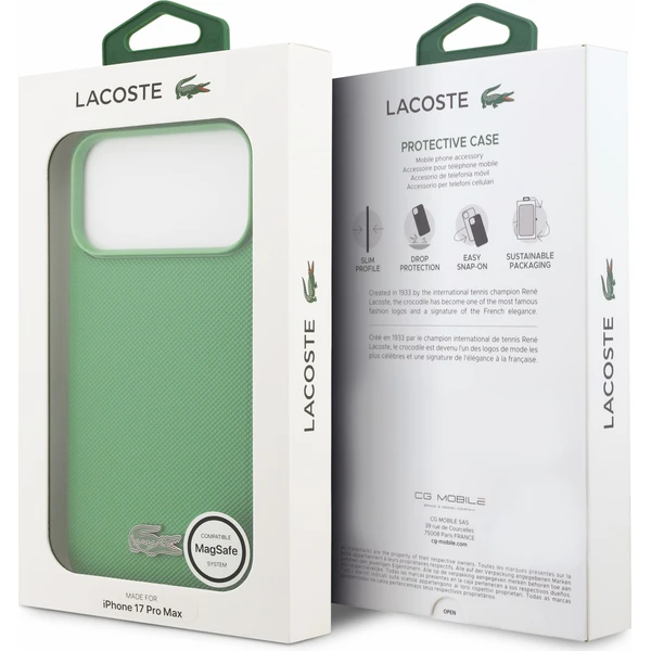 Lacoste PVC Iconic Petit Pique Metal Logo MagSafe Zadný kryt pre iPhone 18 Pro Max Estragon - Puzdra - Obrázok fa4894c9e7394a00ae8b24e044269b71