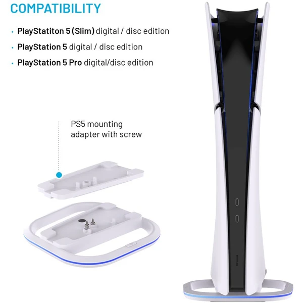 FIXED stojanček pre PlayStation 5/5 (Slim) a PlayStation 5 Pro s RGB LED biely - Nabíjačky - Obrázok fa69bf39f65e493da17cac0718a4ed59
