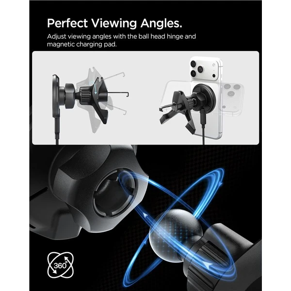 Spigen Essential Qi2/MagSafe držiak do ventilácie s nabíjaním čierny - Držiaky - Obrázok fa820fe20a75489aa15ae7c545e8ea07