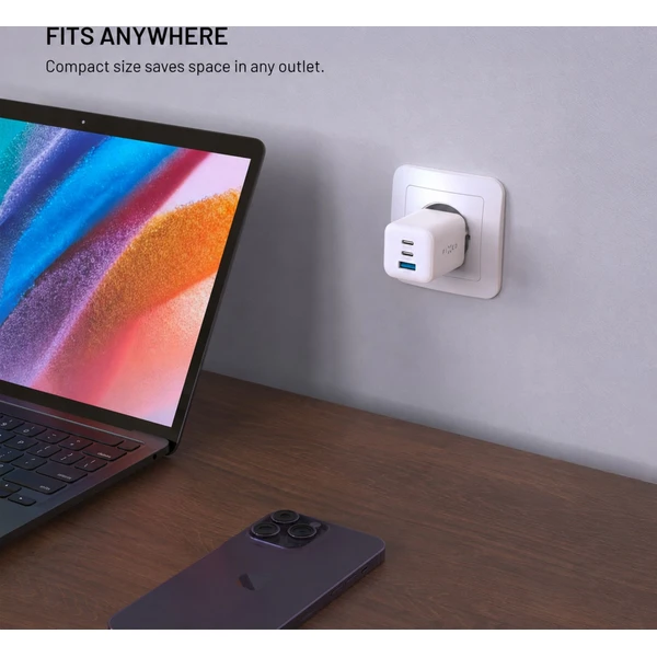 FIXED Mini GaN nabíječka s 2x USB-C a USB-A, PD, 100W, bílá - Nabíjačky - Obrázok fa86cf8d70aa4f058a78f0b82d644ad0