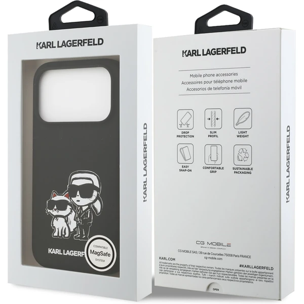 Karl Lagerfeld Liquid Silicone K&CH Sketch MagSafe kryt iPhone 17 Pro čierny - Puzdra - Obrázok fae0c1b471e840b0aacb44bc749a22cd
