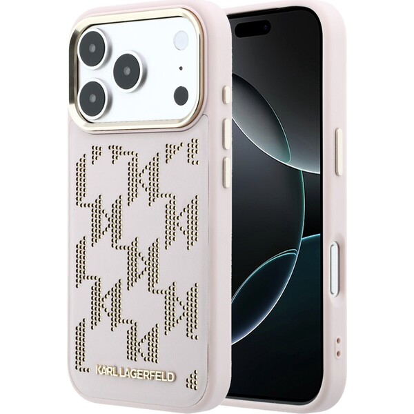 Karl Lagerfeld PU Perforated Monogram MagSafe Zadný kryt pre iPhone 17 Pro Pink - Puzdra - Hlavný obrázok