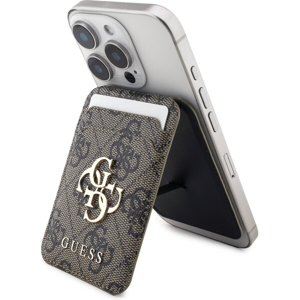 E-shop Guess 4G Metal Logo MagSafe Cardslot peňaženka so stojanom hnedá