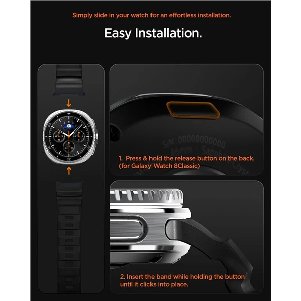 Spigen Silicone Band remienok Samsung Galaxy Watch8/Classic 46mm/44mm/40mm čierny - Remienky - Obrázok fb01e42ad2b24b888c3104a030ba6548