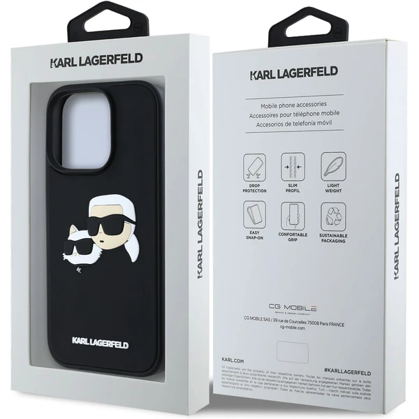 Karl Lagerfeld 3D Rubber Double Heads kryt iPhone 16 Pre čierny - Puzdra - Obrázok fb67ef8187884693a9f4b8fa4d63abf2