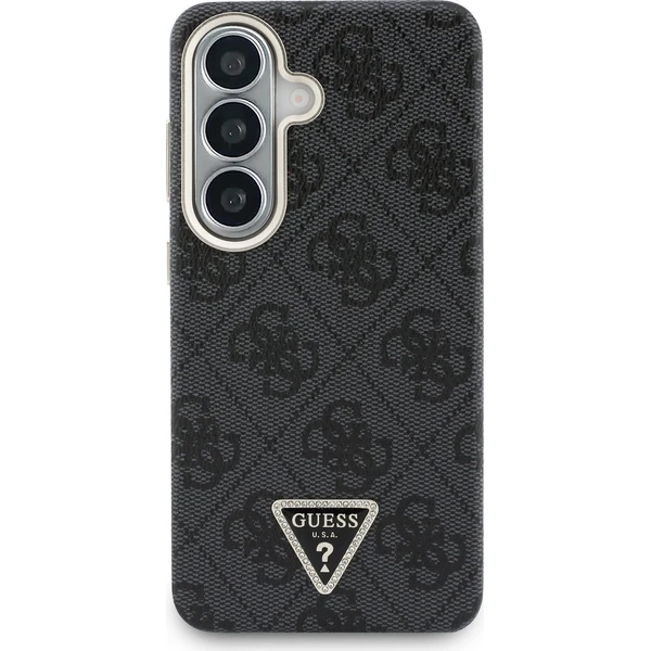 Guess PU koža 4G Strass trojuholníkové logo zlatý rám magnetický kryt Samsung Galaxy S26 čierny - Puzdra - Obrázok fb6a659ce0454b948629f69a82af8c59