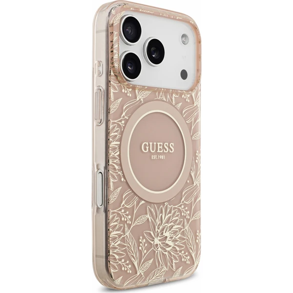 Guess IML Flowers Allover Strap MagSafe Zadný kryt pre iPhone 18 Pro Pink - Puzdra - Obrázok fb6ac1fa198248649c0ceb9ab55ad886