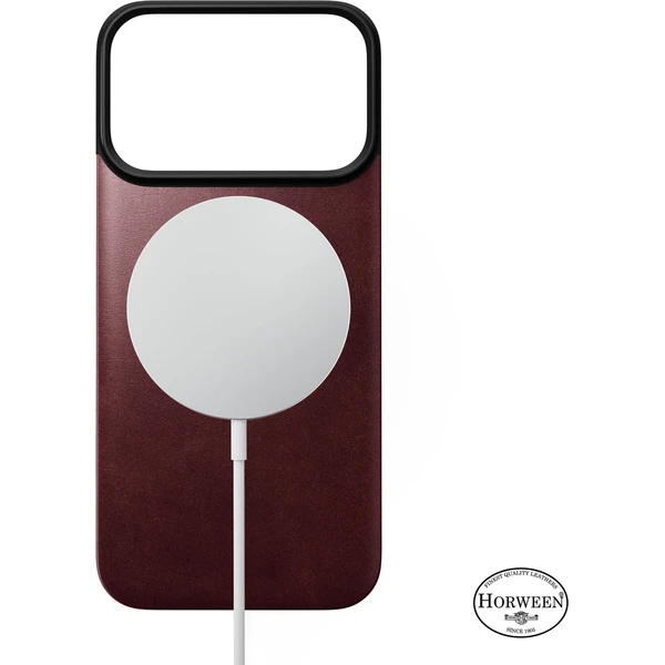 Nomad Magnetic Leather Back (Horween) MagSafe kožený kryt iPhone 18 Pro Burgundy - Puzdra - Obrázok fb6ce0c52d364115b2b3458b110bf0ac