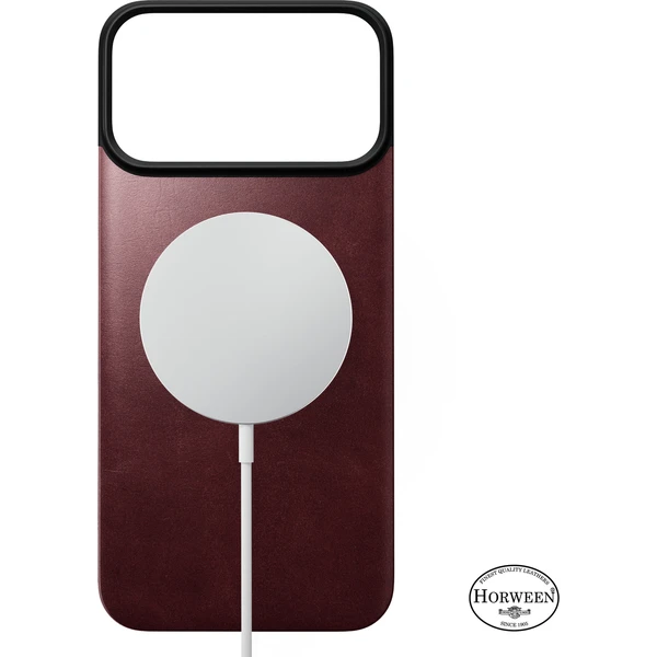 Nomad Magnetic Leather Back (Horween) MagSafe kožený kryt iPhone 18 Pro Max Burgundy - Puzdra - Obrázok fb93caee3a0a46168c49acb73f9c22b1